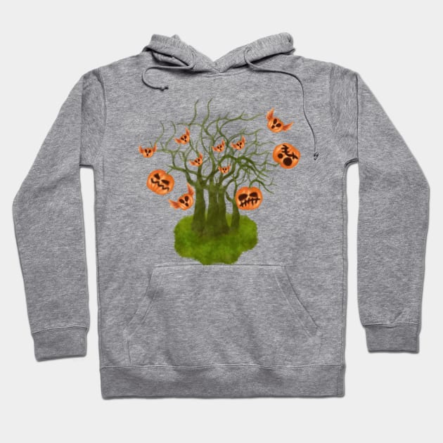 Celebrating halloween spooky season in scary pumpkins garden with flying pumpkin Hoodie by fslaf